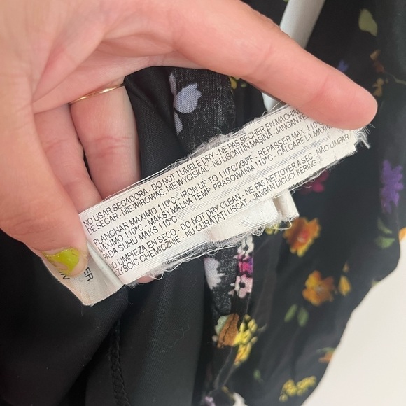 Zara Viscose Black Floral Print Long Sleeve Ruffled Mini Dress - Picture 9 of 12